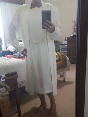 Positive Influence Made In USA Elegant White Women's Dress with Duster SZ16